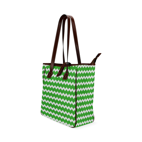 Modern Trendy Pastel Grey Green Zig Zag Pattern Chevron Classic Tote Bag (Model 1644)