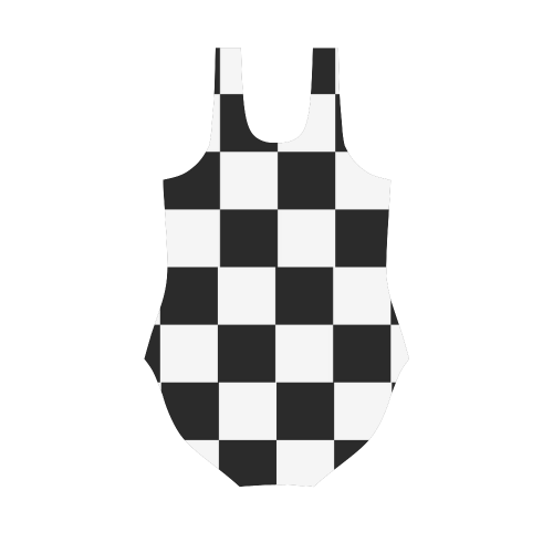 Chequered Chess Vest One Piece Swimsuit (Model S04)