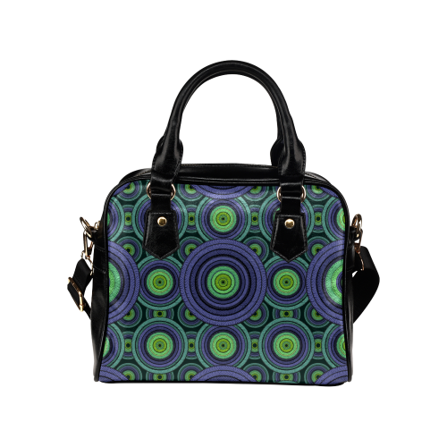 Green and Blue Stitched Shoulder Handbag (Model 1634)