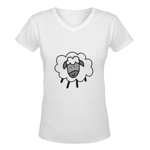 Baa Sheep Women's Deep V-neck T-shirt (Model T19)
