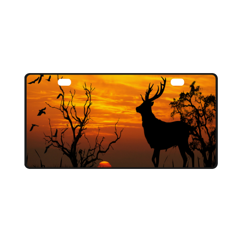 Sunset Deer Silhouette License Plate