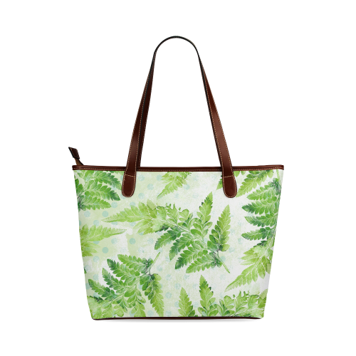 Green Fern Shoulder Tote Bag (Model 1646)