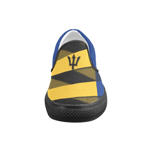 The Flag of Barbados Men's Slip-on Canvas Shoes (Model 019)