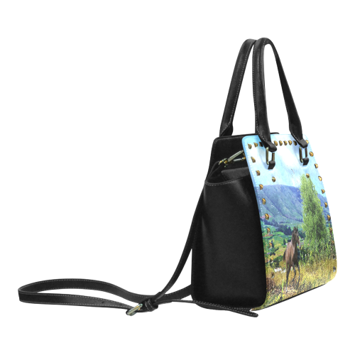 Mountain Side Gallop Rivet Shoulder Handbag (Model 1645)