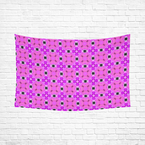 Circle Lattice of Floral Pink Violet Modern Quilt Cotton Linen Wall Tapestry 90"x 60"