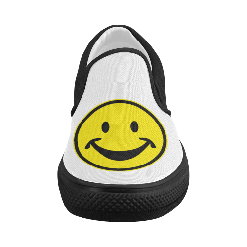 Funny yellow SMILEY for happy people Women's Slip-on Canvas Shoes (Model 019)