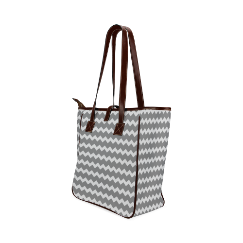 Modern Trendy Pastell Grey Zig Zag Pattern Chevron Classic Tote Bag (Model 1644)