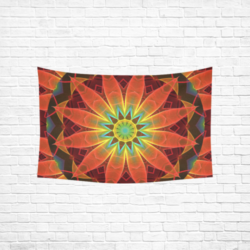 Radiance and Light, Orange Brown Awakening Cotton Linen Wall Tapestry 60"x 40"