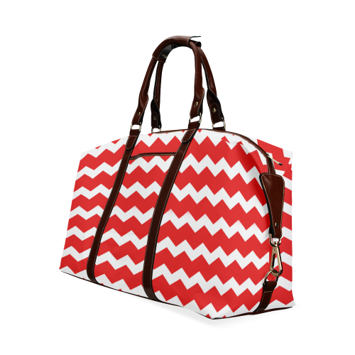 Modern Trendy Pastell Grey Red Zig Zag Pattern Chevron Classic Travel Bag (Model 1643)