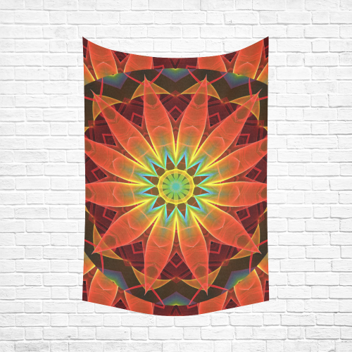 Radiance and Light, Orange Brown Awakening Cotton Linen Wall Tapestry 60"x 90"