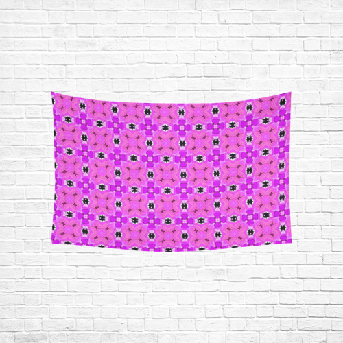 Circle Lattice of Floral Pink Violet Modern Quilt Cotton Linen Wall Tapestry 60"x 40"
