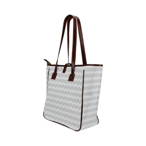 Modern Trendy Pastel Grey Zig Zag Pattern Chevron Classic Tote Bag (Model 1644)