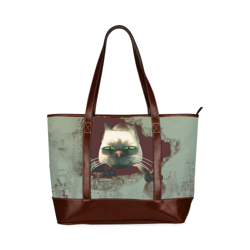 Funny, cute cartoon cat Tote Handbag (Model 1642)