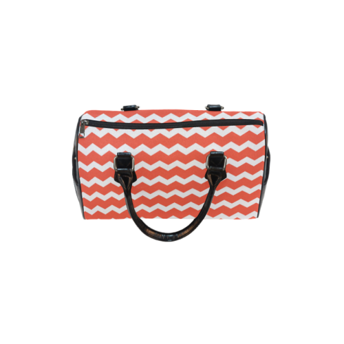 Modern Trendy Pastell Grey Orange Zig Zag Pattern Chevron Boston Handbag (Model 1621)