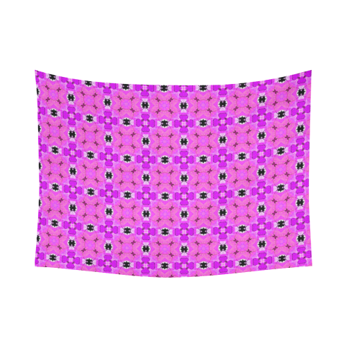Circle Lattice of Floral Pink Violet Modern Quilt Cotton Linen Wall Tapestry 80"x 60"