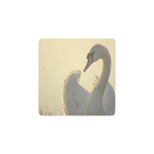 Graceful White Swan Square Coaster