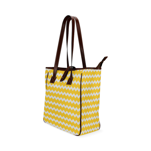 Modern Trendy Pastel Grey Summer Yellow Zig Zag Pattern Chevron Classic Tote Bag (Model 1644)