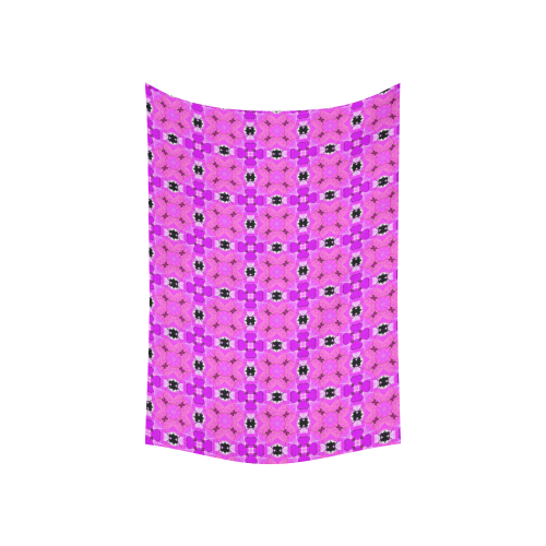 Circle Lattice of Floral Pink Violet Modern Quilt Cotton Linen Wall Tapestry 60"x 40"