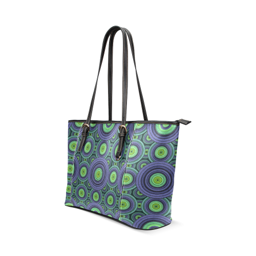 Green and Blue Stitched Leather Tote Bag/Small (Model 1640)