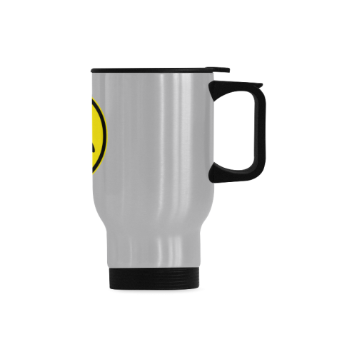 Funny yellow SMILEY for happy people Travel Mug (Silver) (14 Oz)