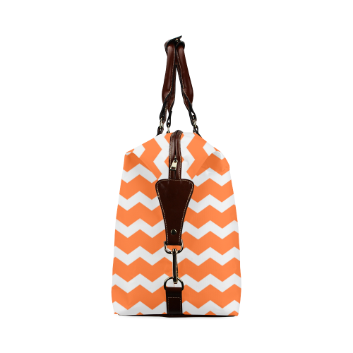 Modern Trendy Pastel Grey Orange Zig Zag Pattern Chevron Classic Travel Bag (Model 1643)