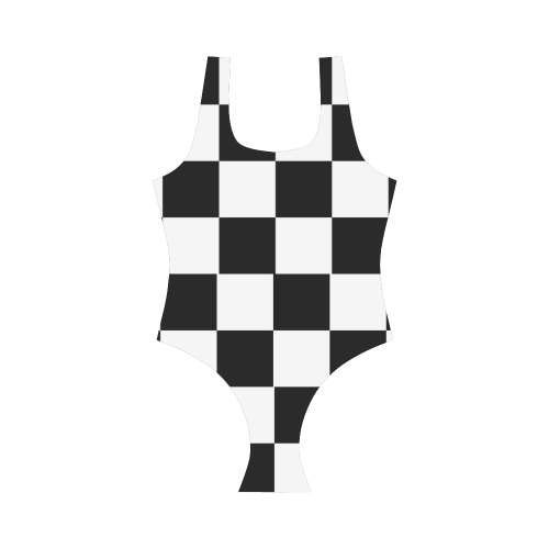 Chequered Chess Vest One Piece Swimsuit (Model S04)