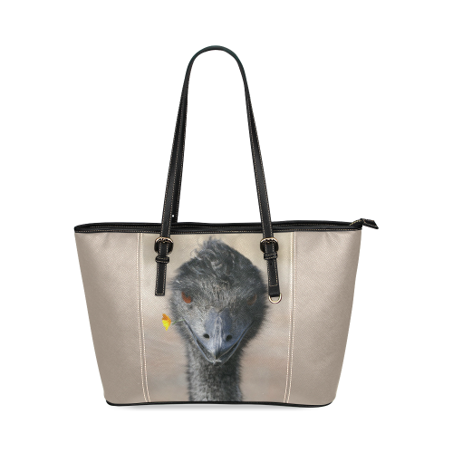 Happy Emu Leather Tote Bag/Large (Model 1640)