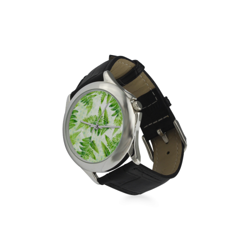 Green Fern Women's Classic Leather Strap Watch(Model 203)