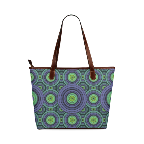 Green and Blue Stitched Shoulder Tote Bag (Model 1646)