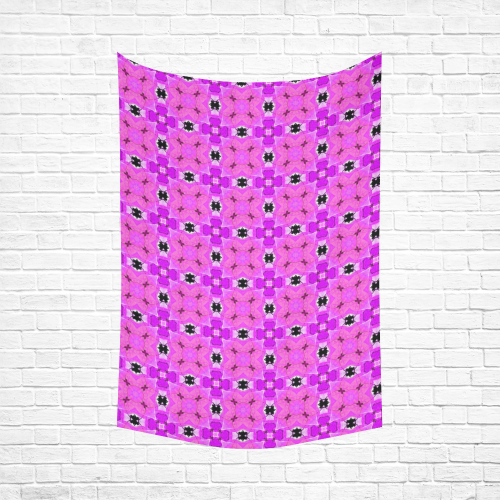 Circle Lattice of Floral Pink Violet Modern Quilt Cotton Linen Wall Tapestry 60"x 90"