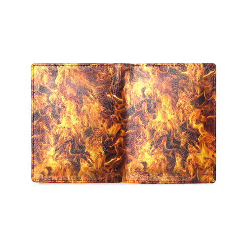 Flaming Fire Pattern Men's Leather Wallet (Model 1612)