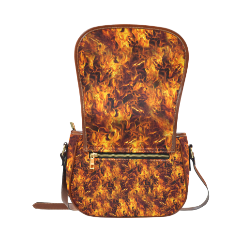 Flaming Fire Pattern Saddle Bag/Small (Model 1649) Full Customization