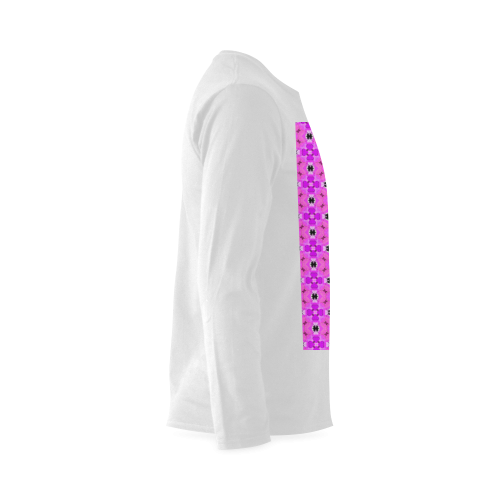 Circle Lattice of Floral Pink Violet Modern Quilt Sunny Men's T-shirt (long-sleeve) (Model T08)