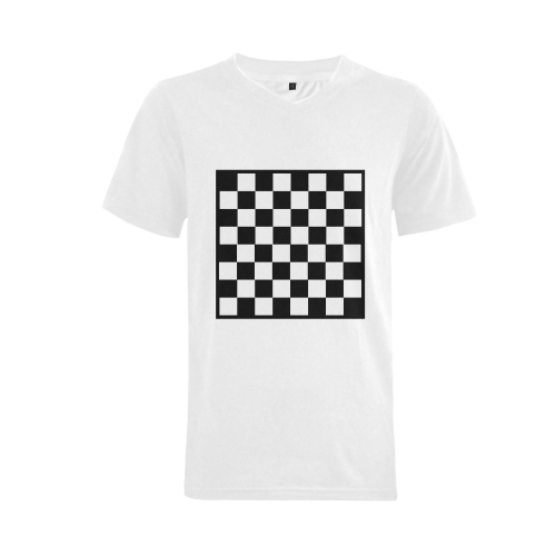 Chequered Chess Men's V-Neck T-shirt  Big Size(USA Size) (Model T10)