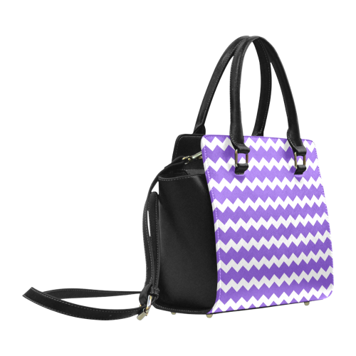 Modern Trendy Pastel Grey Lilac Zig Zag Pattern Chevron Classic Shoulder Handbag (Model 1653)