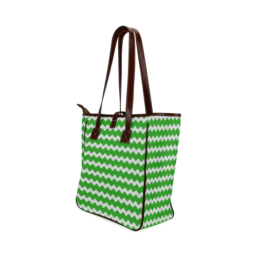 Modern Trendy Pastel Grey Green Zig Zag Pattern Chevron Classic Tote Bag (Model 1644)