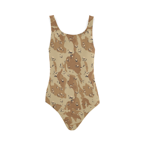 Desert Camouflage Pattern Vest One Piece Swimsuit (Model S04)