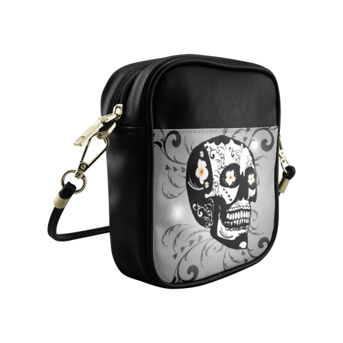 Wonderful sugar skull in black and white Sling Bag (Model 1627)