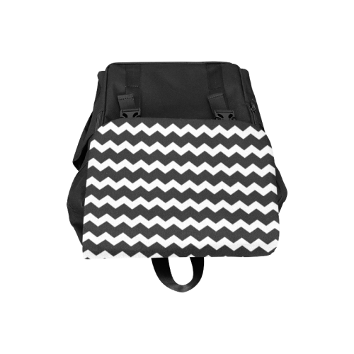 Chic Modern Trendy Pastell Grey Black Zig Zag Pattern Chevron Casual Shoulders Backpack (Model 1623)