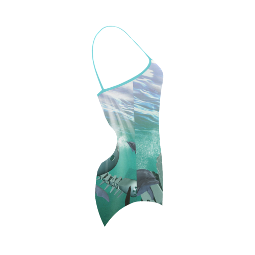 Dolphin with mechanical fish Strap Swimsuit ( Model S05)