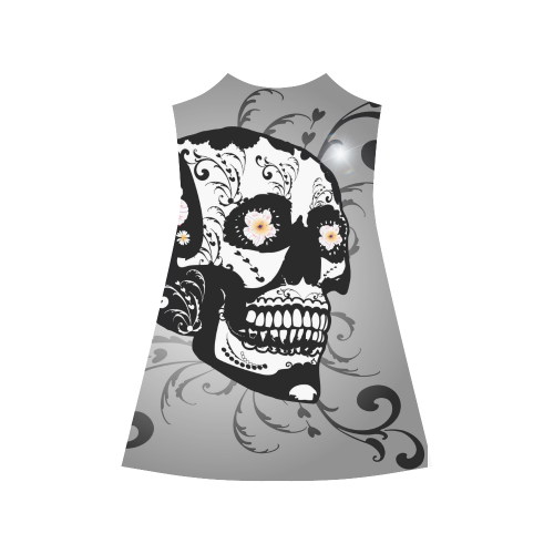 Wonderful sugar skull in black and white Alcestis Slip Dress (Model D05)