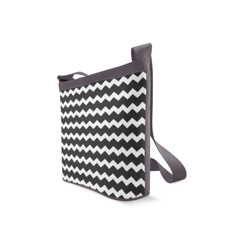 Modern Trendy Pastel Grey Black Zig Zag Pattern Chevron Crossbody Bags (Model 1613)