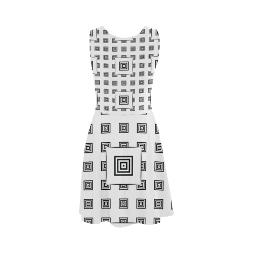 Solid Squares Frame Mosaic Black & White Atalanta Sundress (Model D04)