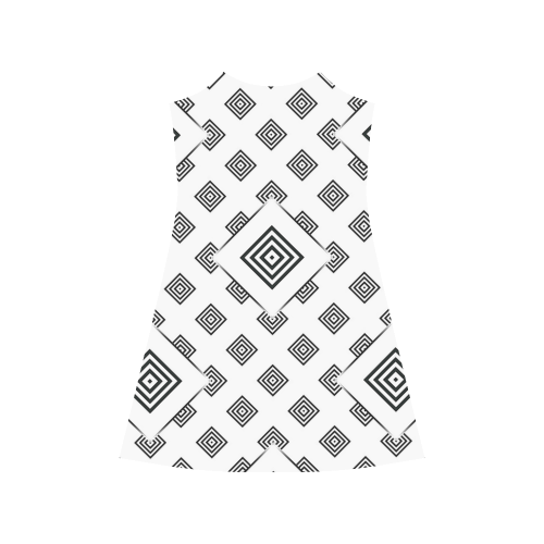 Solid Squares Frame Mosaic Black & White Alcestis Slip Dress (Model D05)