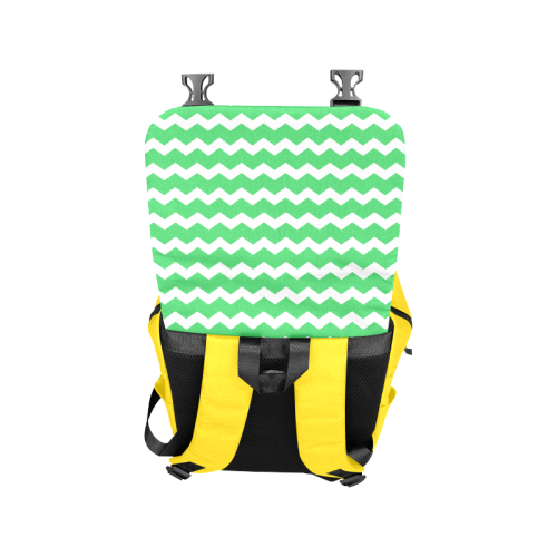 Modern Trendy Pastell Grey Green Yellow Zig Zag Pattern Chevron Casual Shoulders Backpack (Model 1623)