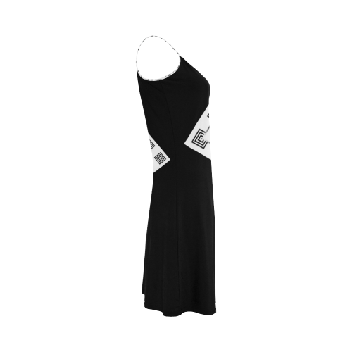 Solid Squares Frame Mosaic Black & White Alcestis Slip Dress (Model D05)