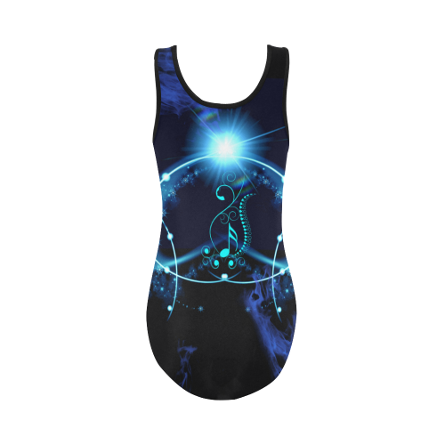 Key notes with glowing light Vest One Piece Swimsuit (Model S04)