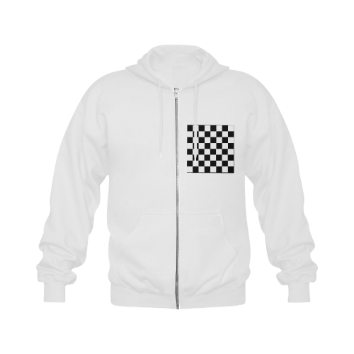 Chequered Chess Gildan Full Zip Hooded Sweatshirt (Model H02)