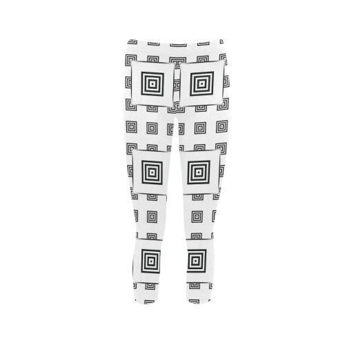 Solid Squares Frame Mosaic Black & White Capri Legging (Model L02)