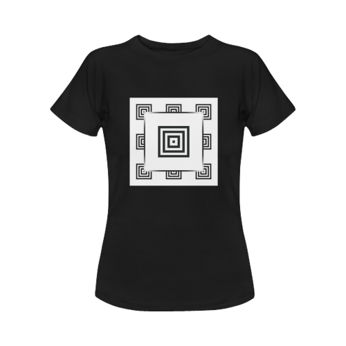 Solid Squares Frame Mosaic Black & White Women's Classic T-Shirt (Model T17）